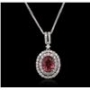 Image 1 : 14KT White Gold 1.66ct Tourmaline and Diamond Pendant