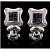 Image 1 : 14KT White Gold Sapphire and Diamond Earrings