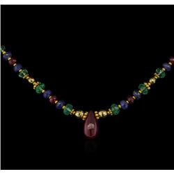 38.50ctw Multi Gemstone Necklace - 14KT Yellow Gold