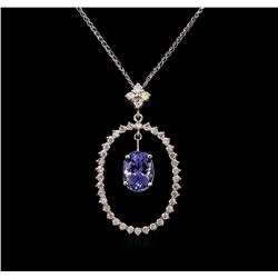 2.69ct Tanzanite and Diamond Pendant With Chain - 14KT White Gold