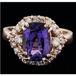 14KT Rose Gold 3.30ct Tanzanite and Diamond Ring