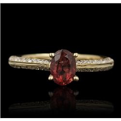 14KT Yellow Gold 0.85ct Rubellite and Diamond Ring