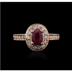 14KT Rose Gold 0.78ct Ruby and Diamond Ring