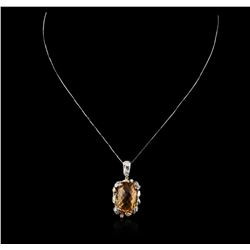 18KT White Gold 18.12ct Citrine and Diamond Pendant With Chain