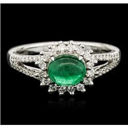 18KT White Gold 0.93ct Emerald and Diamond Ring