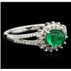 Image 2 : 18KT White Gold 0.93ct Emerald and Diamond Ring
