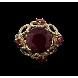 14KT Yellow Gold 11.46ctw Ruby and Diamond Ring