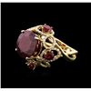 Image 2 : 14KT Yellow Gold 11.46ctw Ruby and Diamond Ring