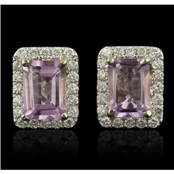 14KT Two-Tone Gold 1.68ctw Amethyst and Diamond Earrings