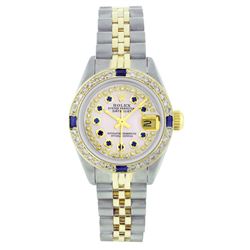 Rolex Two-Tone Diamond and Sapphire DateJust Ladies Watch