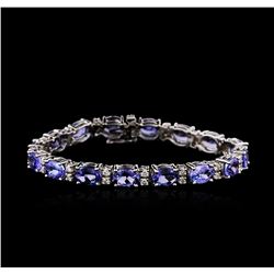 14KT White Gold 17.76ctw Tanzanite and Diamond Bracelet