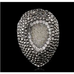 Silver 1.84ct Druzy Quartz and Cubic Zirconia