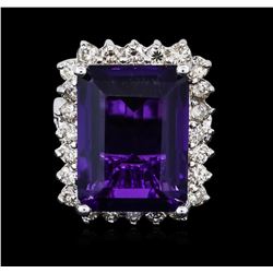 14KT White Gold 11.22ct Amethyst and Diamond Ring