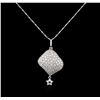 Image 2 : 14KT White Gold 0.69ctw Diamond Pendant With Chain