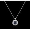 Image 2 : SILVER 19.93ctw Blue and White Sapphire Pendant With Chain