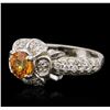 Image 2 : 14KT White Gold 1.24ct Yellow Sapphire and Diamond Ring
