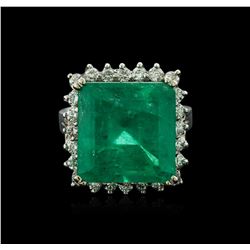 14KT White Gold 12.76ct Emerald and Diamond Ring