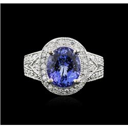 14KT White Gold 3.72ct Tanzanite and Diamond Ring