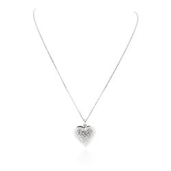 14KT White Gold 1.29ctw Diamond Heart Pendant With Chain