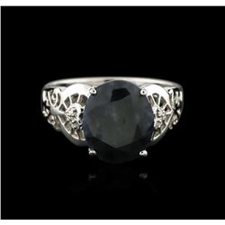 14KT White Gold 5.77ct Sapphire and Diamond Ring