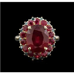 10.29ctw Ruby and Diamond Ring - 14KT Yellow Gold