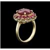 Image 3 : 10.29ctw Ruby and Diamond Ring - 14KT Yellow Gold