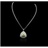 Image 2 : 14KT White Gold 25.72ct Opal and Diamond Pendant with Chain