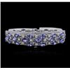 Image 2 : 14KT White Gold 28.17ctw Tanzanite and Diamond Bracelet
