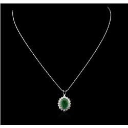 14KT White Gold 2.29ct Emerald and Diamond Pendant With Chain