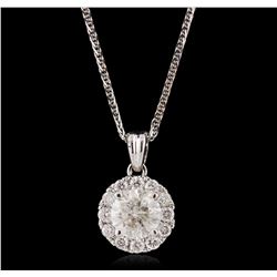 14KT White Gold 1.10ctw Diamond Pendant With Chain