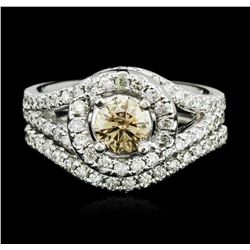 14KT White Gold 1.59ctw Fancy Brown Diamond Wedding Ring Set