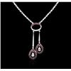 Image 2 : 18KT White Gold 2.50ctw Ruby and Diamond Necklace
