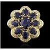 Image 1 : 14KT Yellow Gold 8.21ctw Sapphire and Diamond Ring