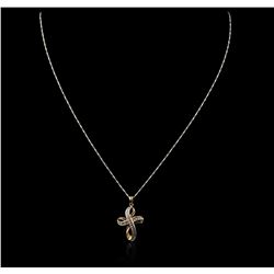 14KT Yellow Gold 0.35ctw Diamond Cross Pendant With Chain