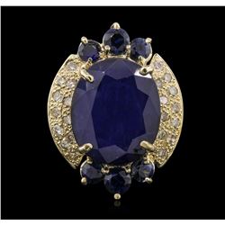 14KT Yellow Gold 10.94ct Sapphire and Diamond Ring