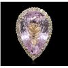 Image 1 : 14KT Yellow Gold 38.02ct GIA Certified Kunzite and Diamond Ring