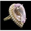 Image 2 : 14KT Yellow Gold 38.02ct GIA Certified Kunzite and Diamond Ring