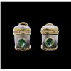 Image 1 : 18KT Two-Tone Gold 1.30ctw Emerald and Diamond Earrings