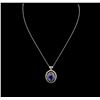 Image 1 : 14KT White Gold 9.75ct Tanzanite and Diamond Pendant With Chain
