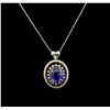 Image 2 : 14KT White Gold 9.75ct Tanzanite and Diamond Pendant With Chain