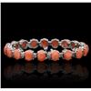 Image 2 : 14KT White Gold 16.91ctw Coral and Diamond Bracelet