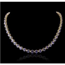 14KT Yellow Gold 38.71ctw Tanzanite and Diamond Necklace