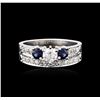Image 1 : 14KT White Gold 0.85ctw Diamond and Sapphire Wedding Ring Set