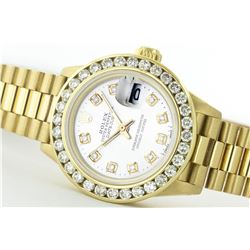 Rolex President 18KT Gold 2.50ctw Diamond DateJust Ladies Watch