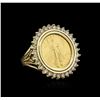 Image 2 : 14KT Yellow Gold 0.37ctw Diamond Coin Ring