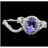 Image 3 : 14KT White Gold 2.37ct Tanzanite and Diamond Ring and Guard