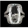 Image 1 : 14KT White Gold 8.27ct Aquamarine and Diamond Ring
