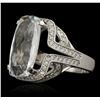 Image 2 : 14KT White Gold 8.27ct Aquamarine and Diamond Ring