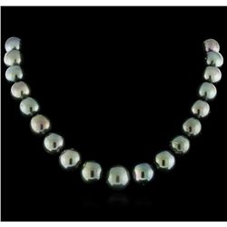 Tahitian Cultured Pearl Necklace with 14KT White Gold Diamond Clasp