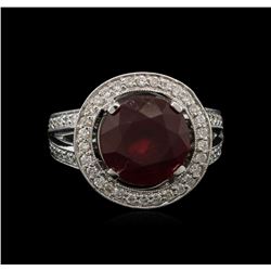 8.12ct Ruby and Diamond Ring - 14KT White Gold